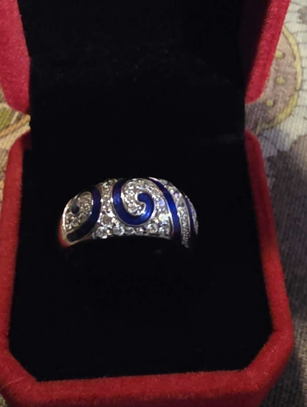 Hidalgo Blue Swirl Crystal Dome Ring